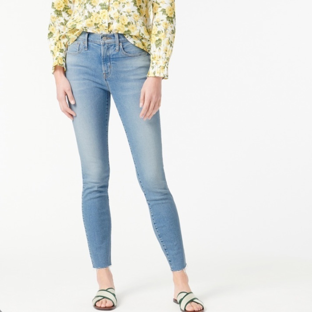 J crew 9” high rise toothpick jeans Hamden wash